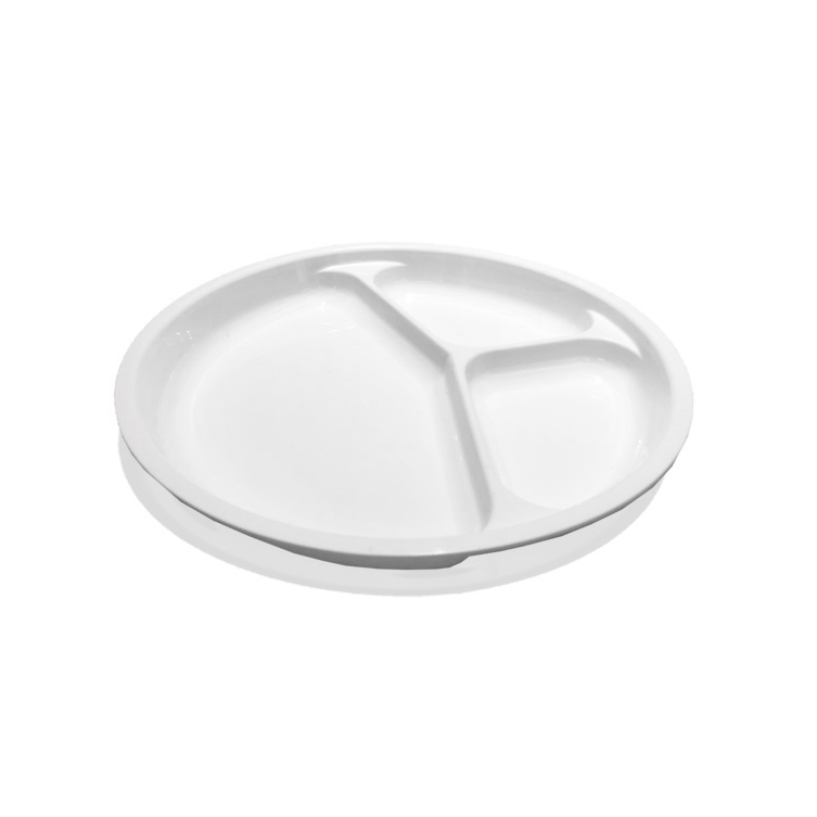 Assiette 3 compartiments blanche, 24 cm