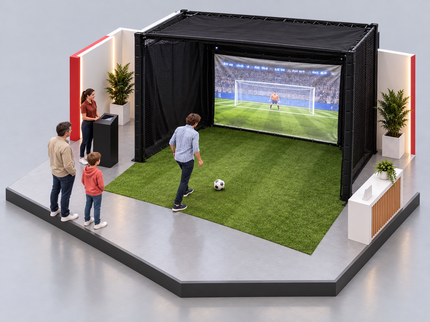 Vue isométrique du stand SimGoal – Édition Football