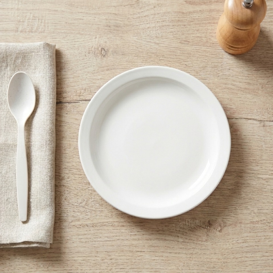 Assiette plate blanche, 23 cm